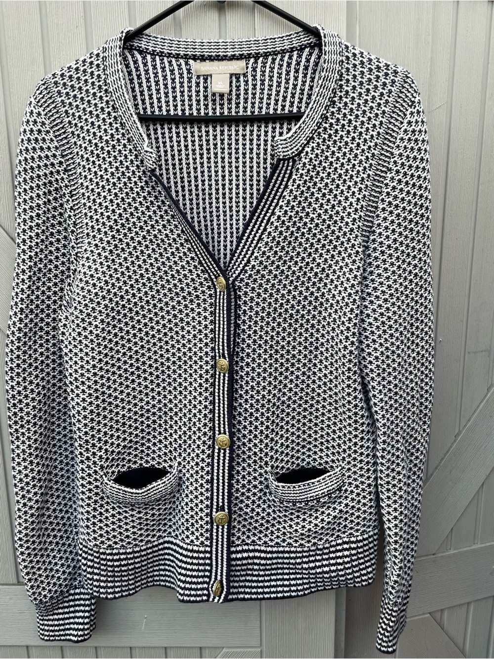 Nautical Chunky Knit Gold Anchor Button Cardigan Size XL